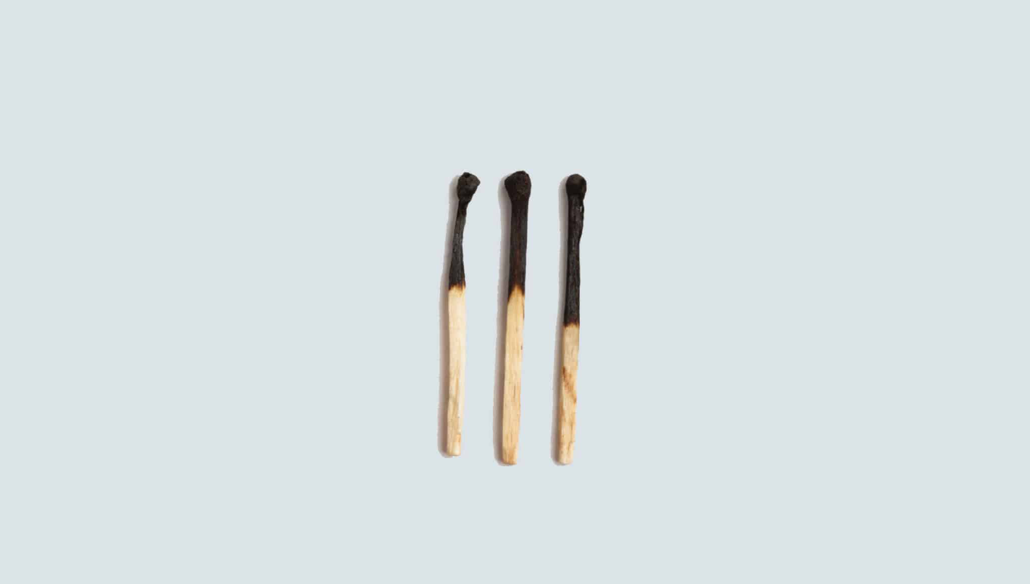 Photo of three matchsticks next to each other